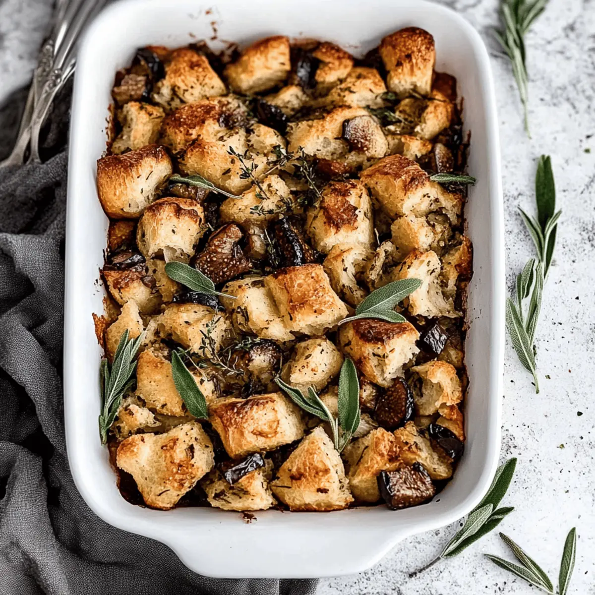 Focaccia Fig and Sage Stuffing with Wild Mushrooms Recipe
