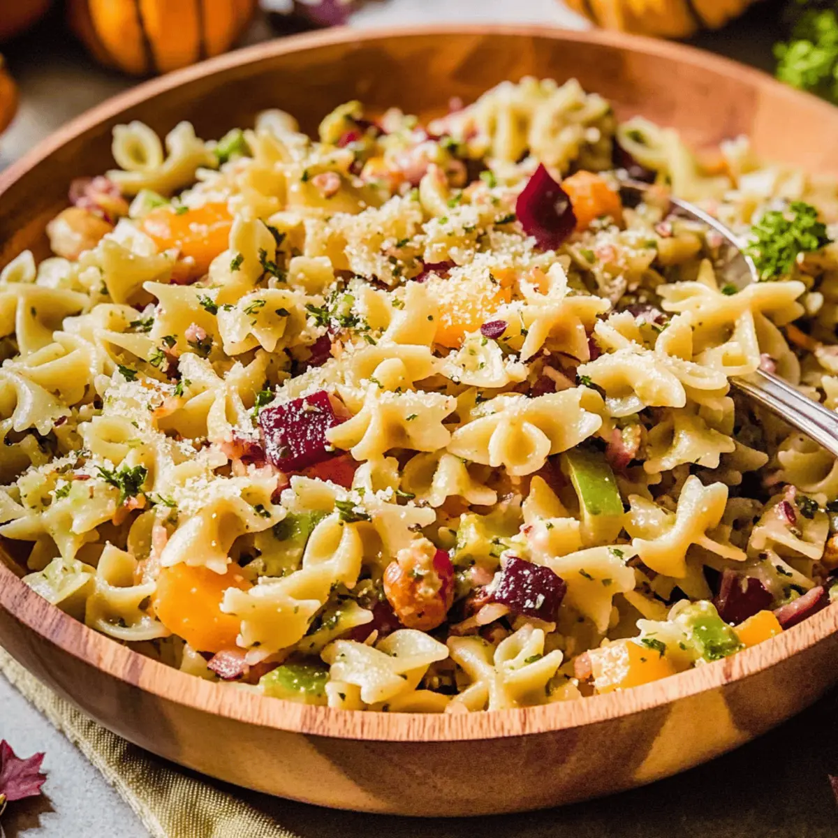 Delicious Fall Harvest Pasta Salad with Roasted Veggies and Nuts
