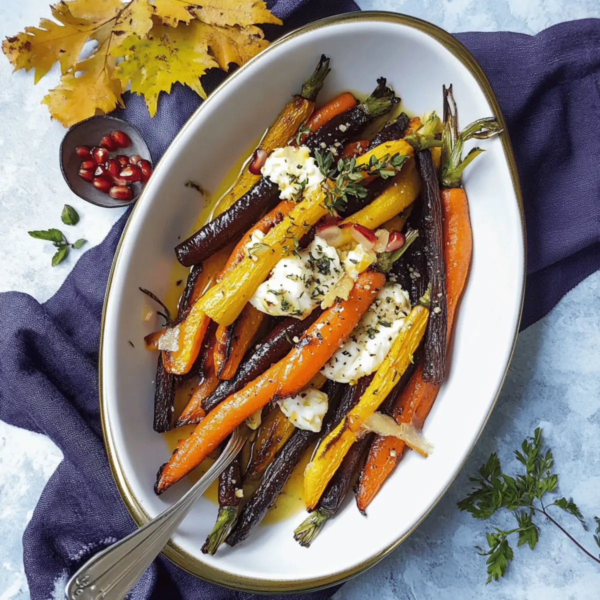 Honey Roasted Rainbow Carrots with Burrata and Pomegranate Recipe