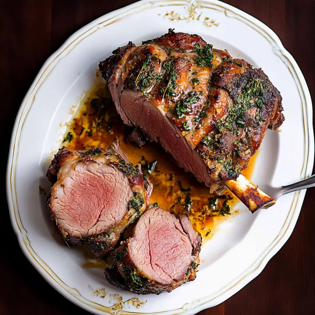 Perfectly Slow Roasted Boneless Leg of Lamb with Herb Marinade
