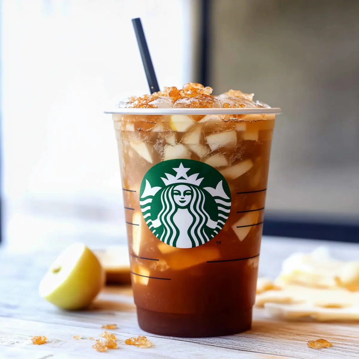 Delicious Iced Apple Crisp Oatmilk Macchiato Recipe with Starbucks Light Apple Tea