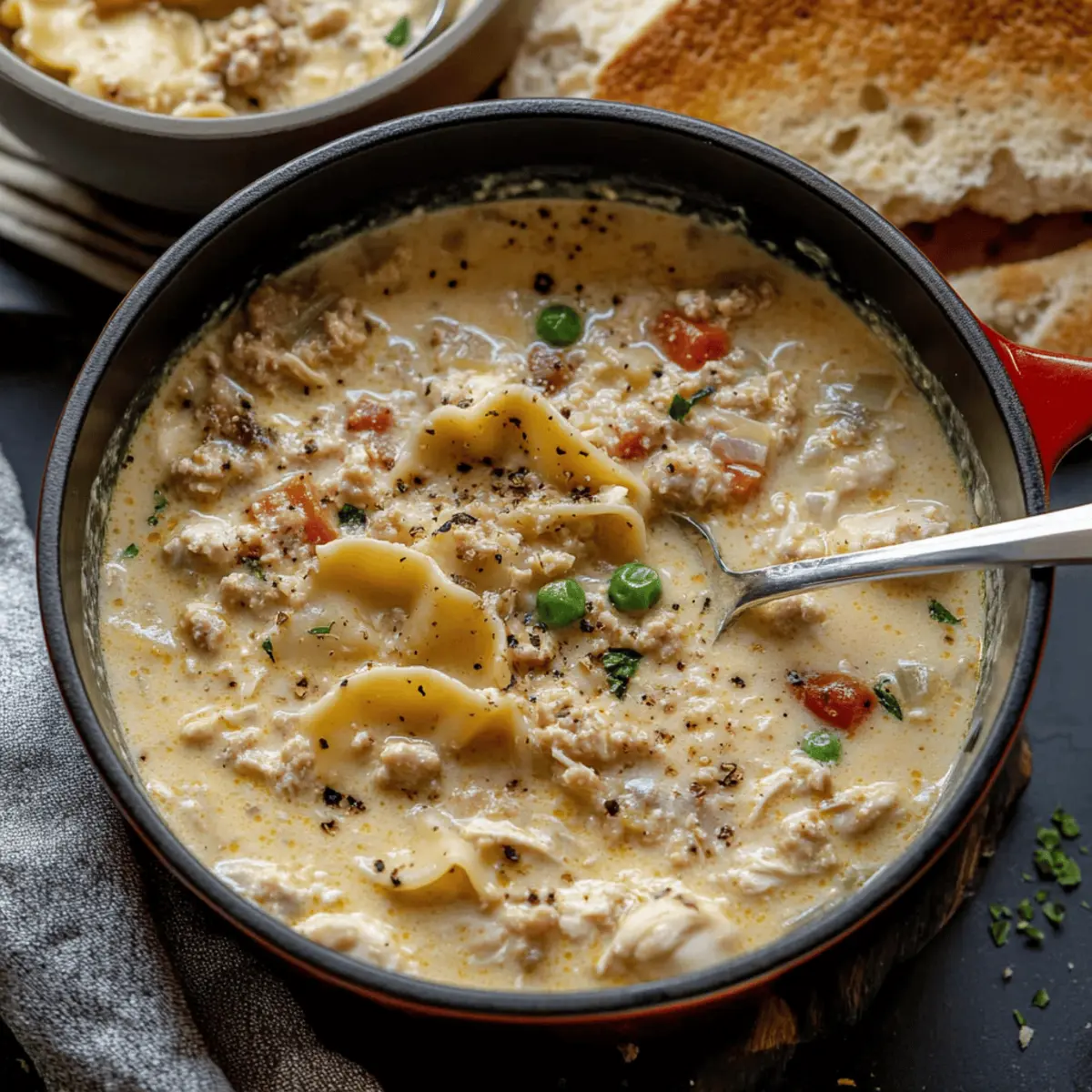 Ultimate One Pot Creamy Italian Ground Chicken Soup
