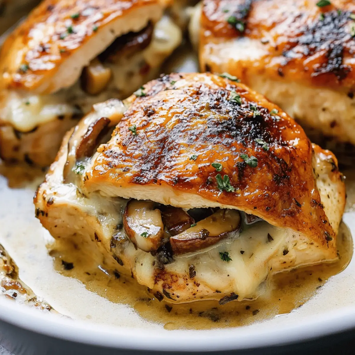 Garlic Butter Mushroom Stuffed Chicken Recipe with Cream Sauce