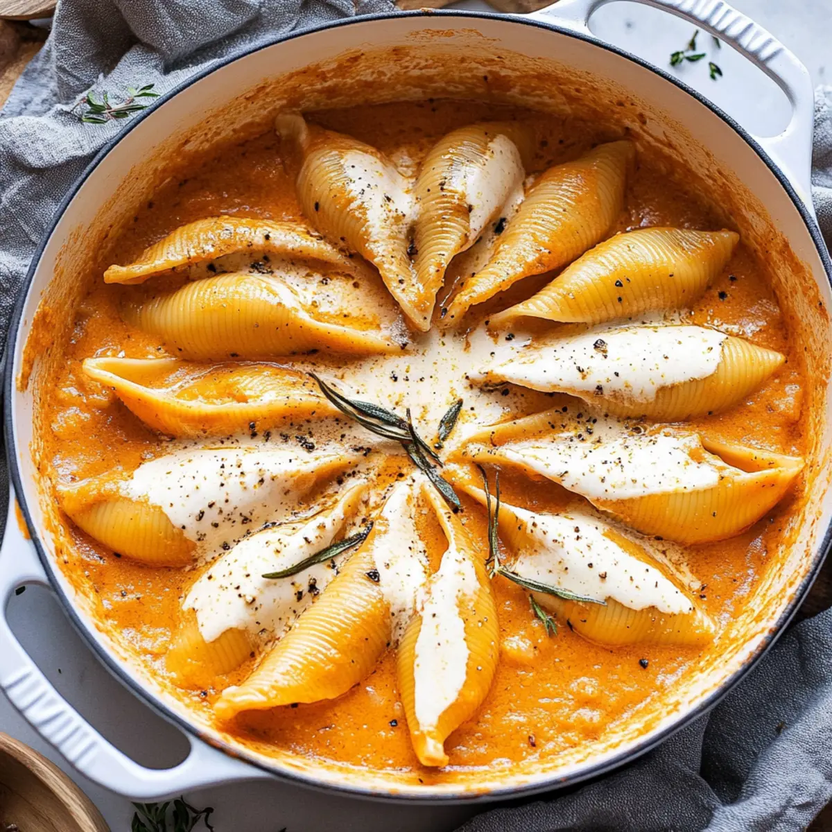 Savory Stuffed Shells with Pumpkin Cream Sauce Recipe