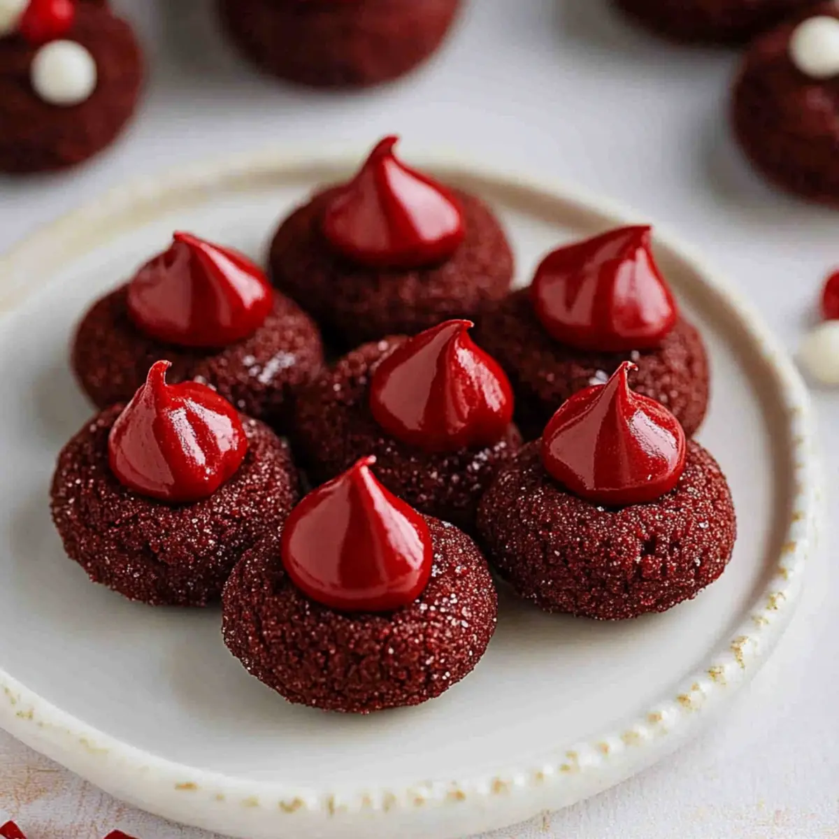 Easy Red Velvet Blossoms Cookies with Hershey's Kisses Delight