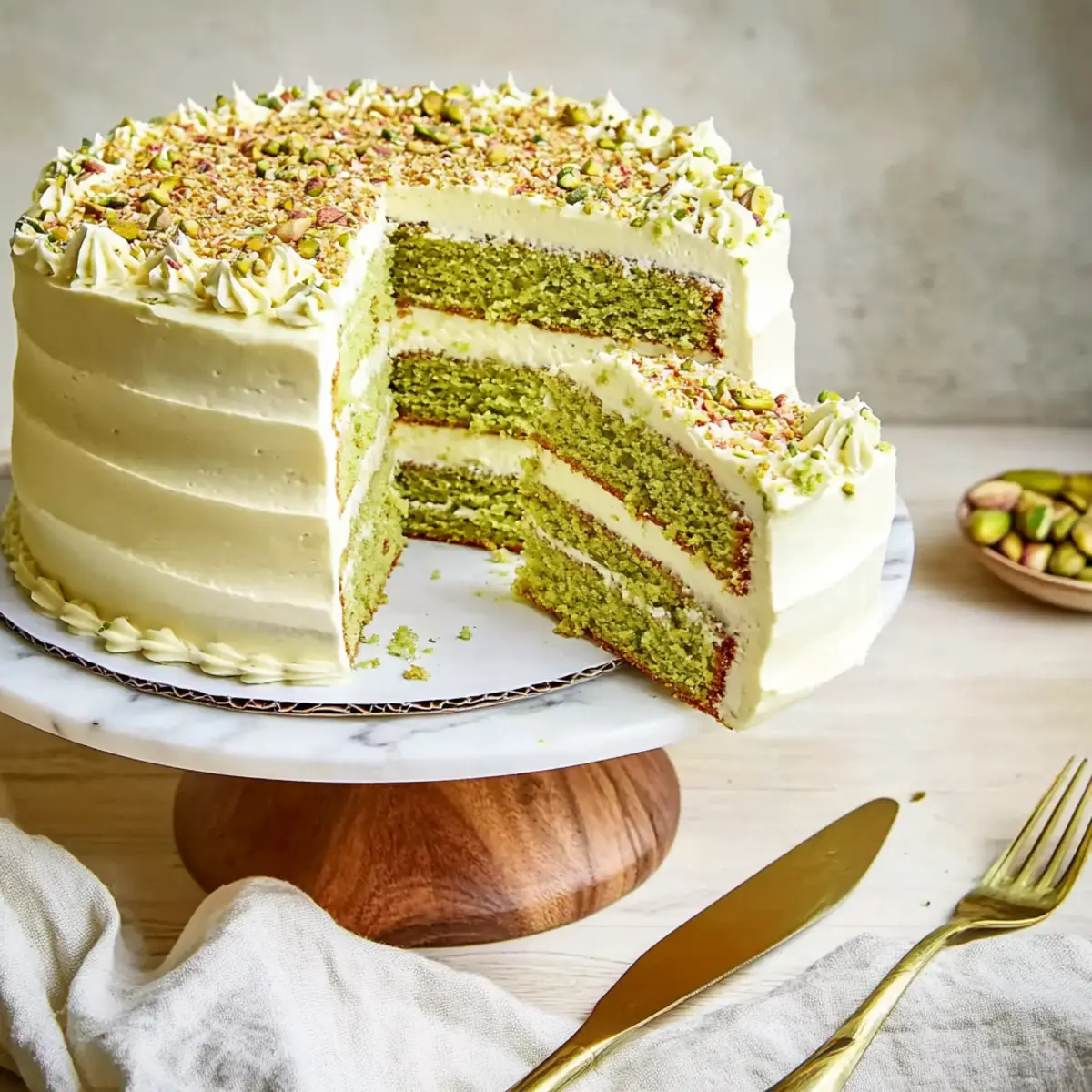 Pistachio Layer Cake with Cream Cheese Buttercream Recipe