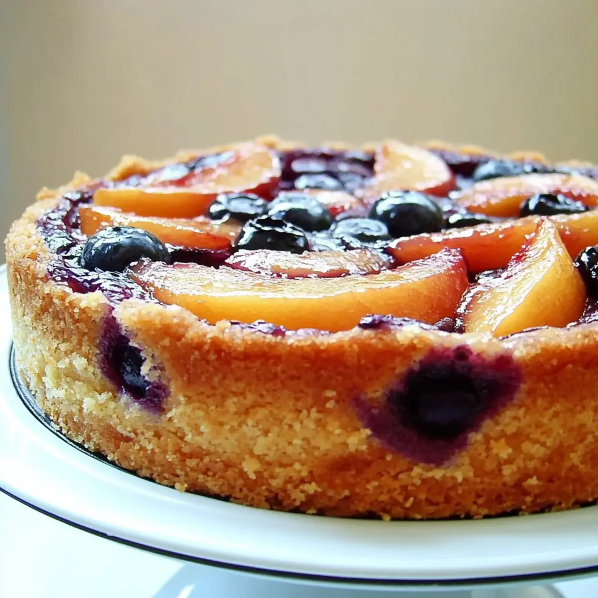 Delicious Peach Blueberry Cake with Buttery Crust Recipe