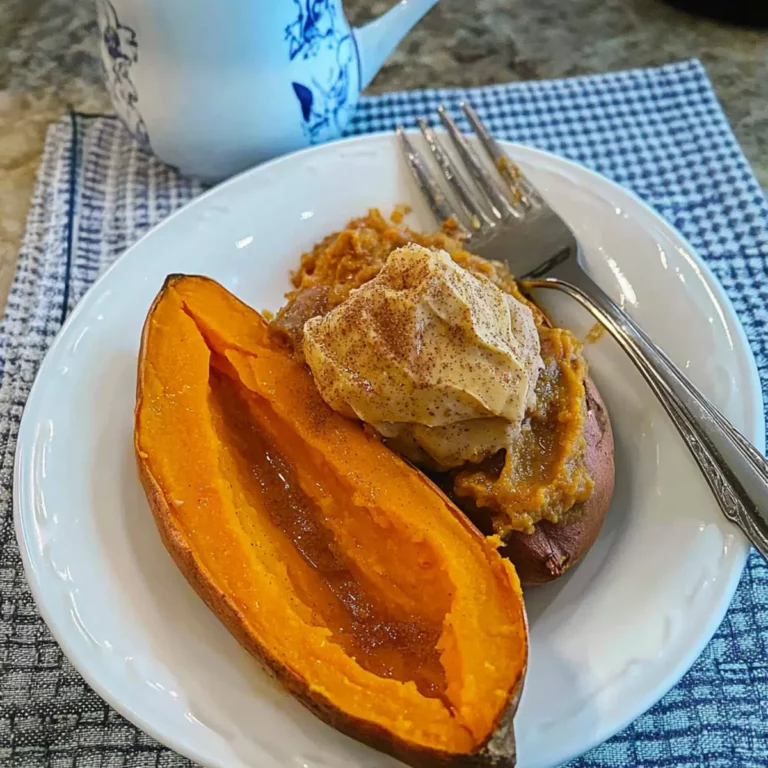 Fluffy Cinnamon Butter Baked Sweet Potato