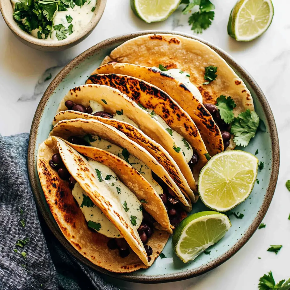 Deliciously Crispy Black Bean Tacos With Cilantro Lime Sauce
