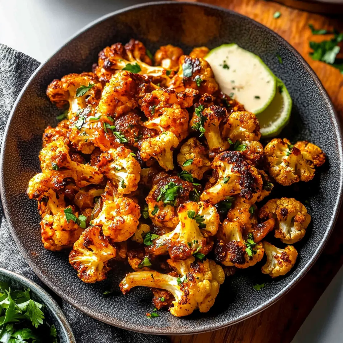 Honey Curry Roasted Cauliflower with Tahini-Honey Drizzle