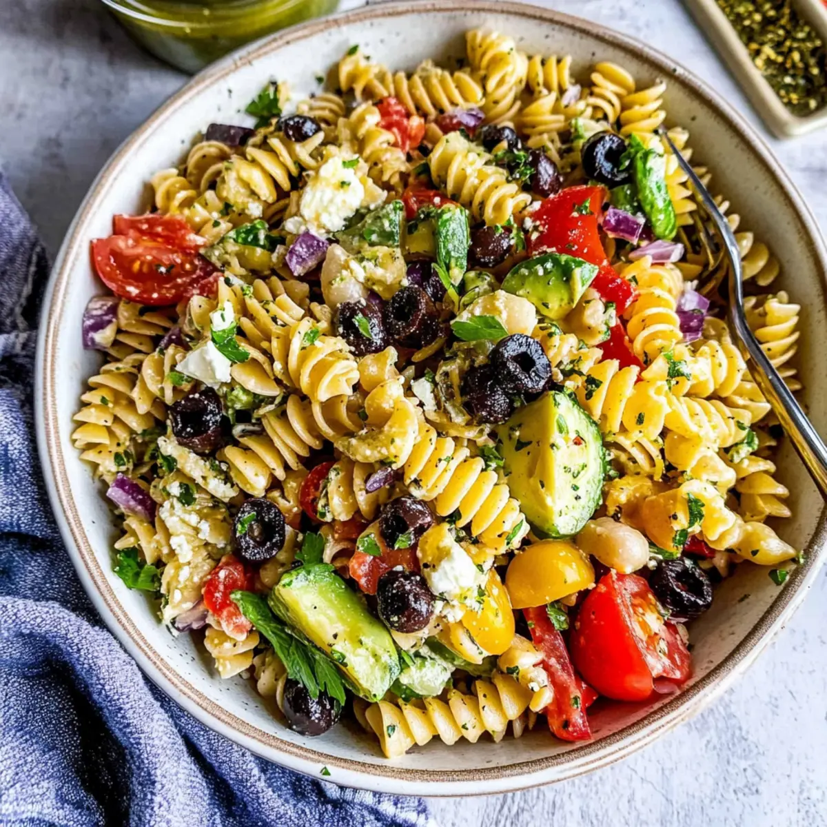 Zesty Pasta Salad Dressing Enhances This Italian Fusilli Recipe