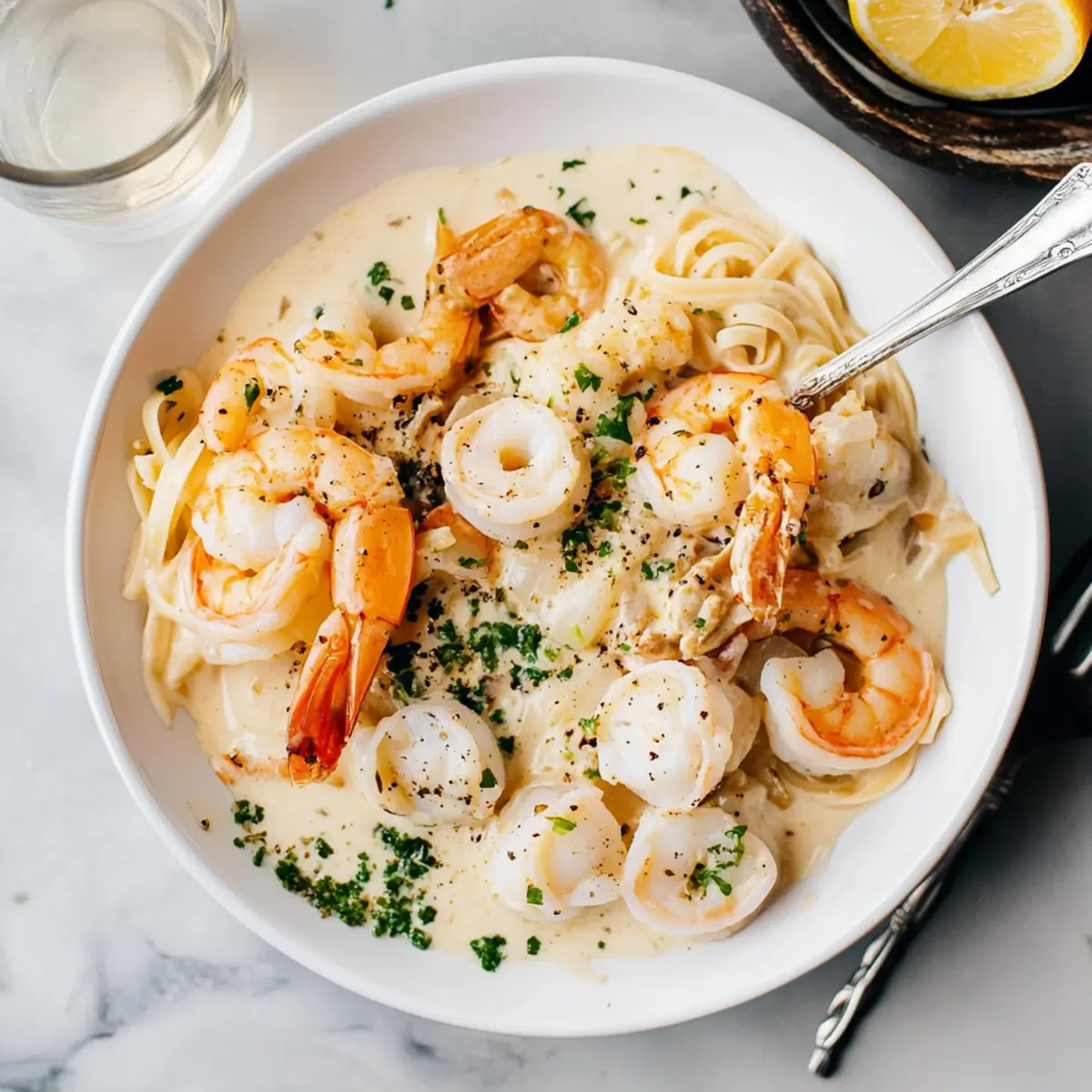 Delicious Cream Sauce Seafood Medley with Garlic Cream Sauce