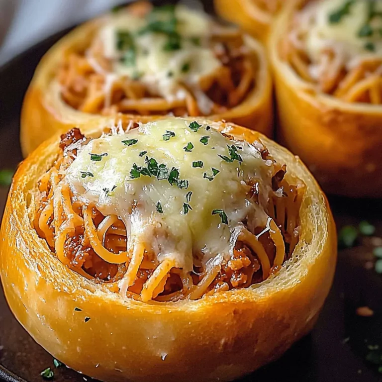 Easy Spaghetti Garlic Bread Bowls