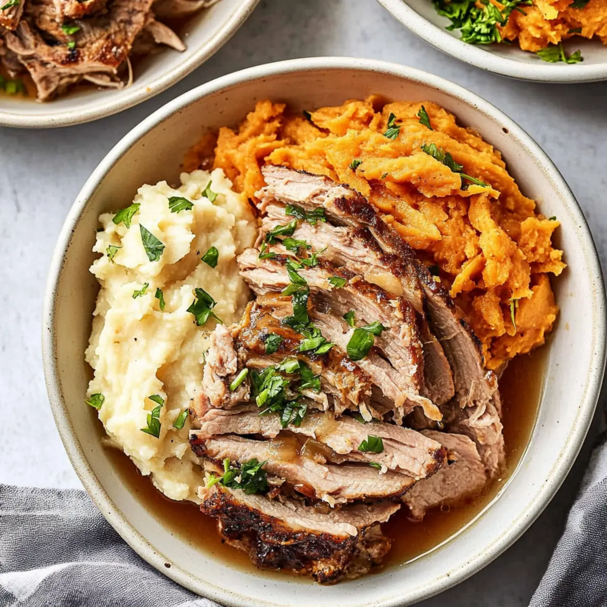Savory Apple Cider Pork with Creamy Mashed Sweet Potatoes Recipe