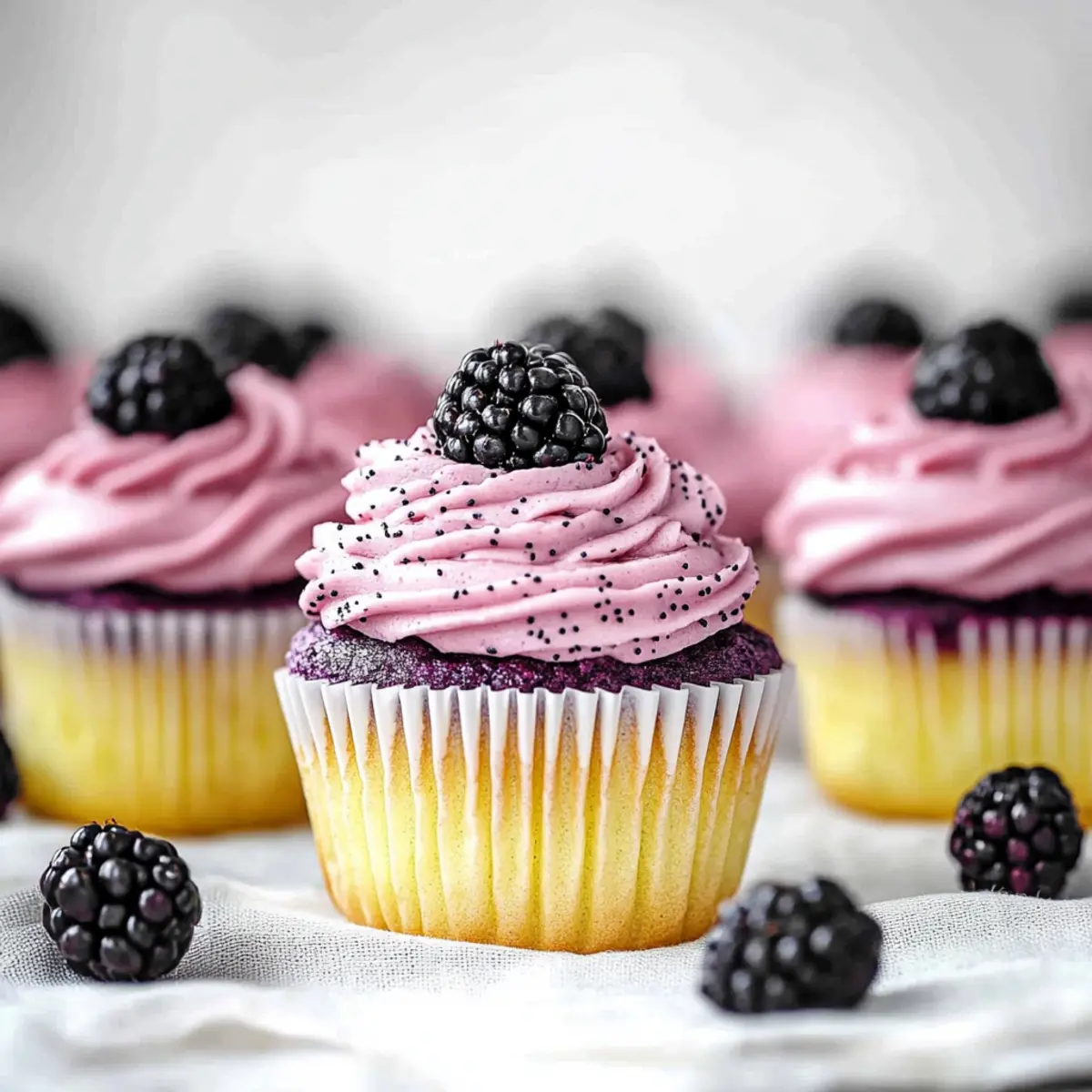 Lemon Poppy Seed Cupcakes with Blackberry Frosting Recipe