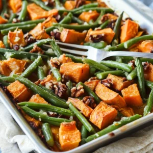 Sweet Potato & Green Bean Tray Bake