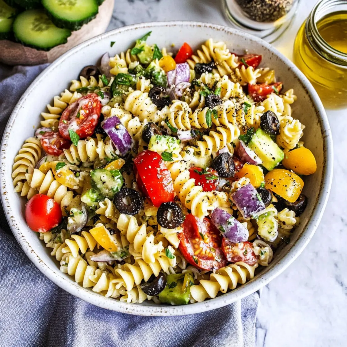 Zesty Pasta Salad Dressing Enhances This Italian Fusilli Recipe