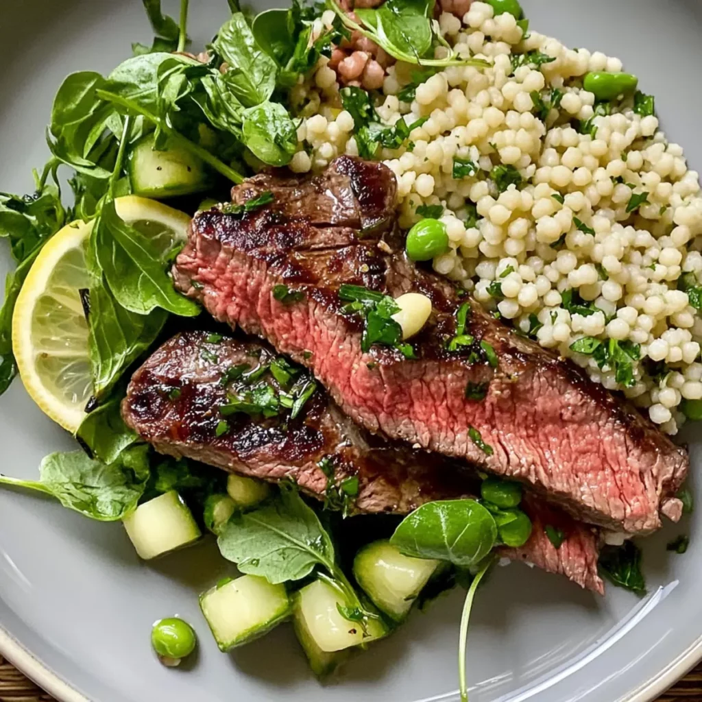 Grilled Skirt Steak with Lemon Herb Couscous Salad