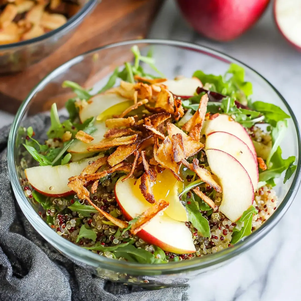 Delicious Honey Mustard Quinoa Apple Salad with Crispy Shallots