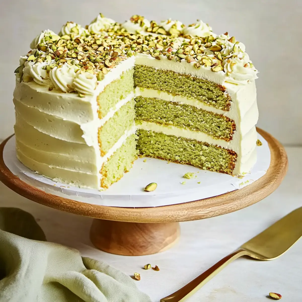 Pistachio Layer Cake with Cream Cheese Buttercream Recipe