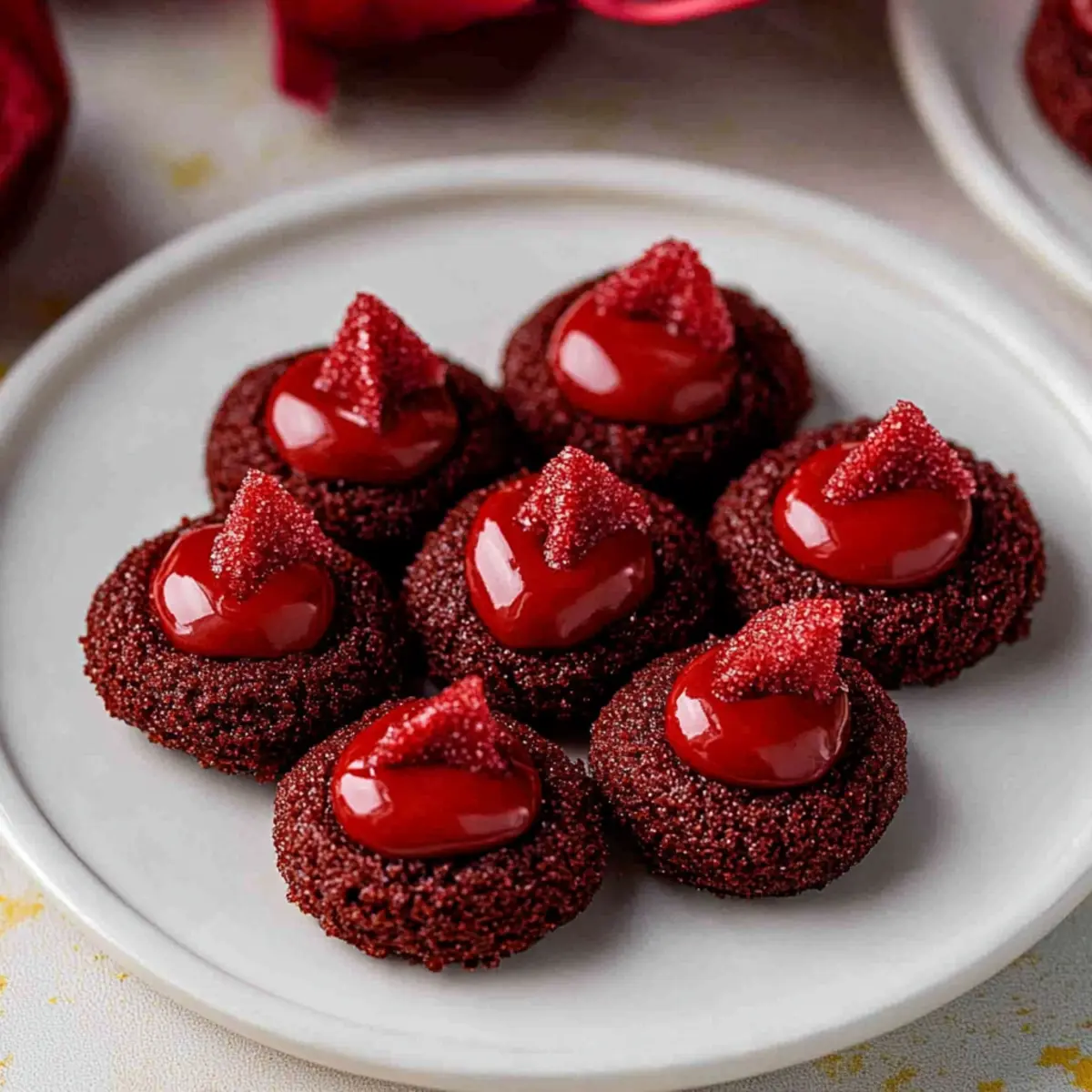 Easy Red Velvet Blossoms Cookies with Hershey's Kisses Delight