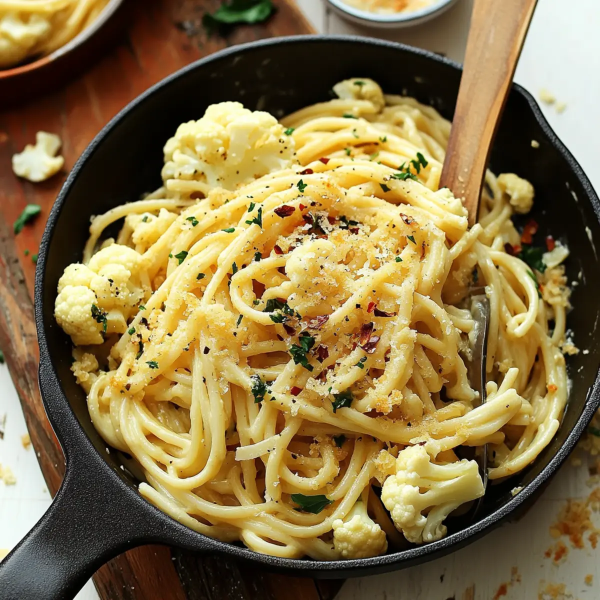 Aglio e Olio Pasta with Cauliflower and Toasted Pine Nuts Recipe