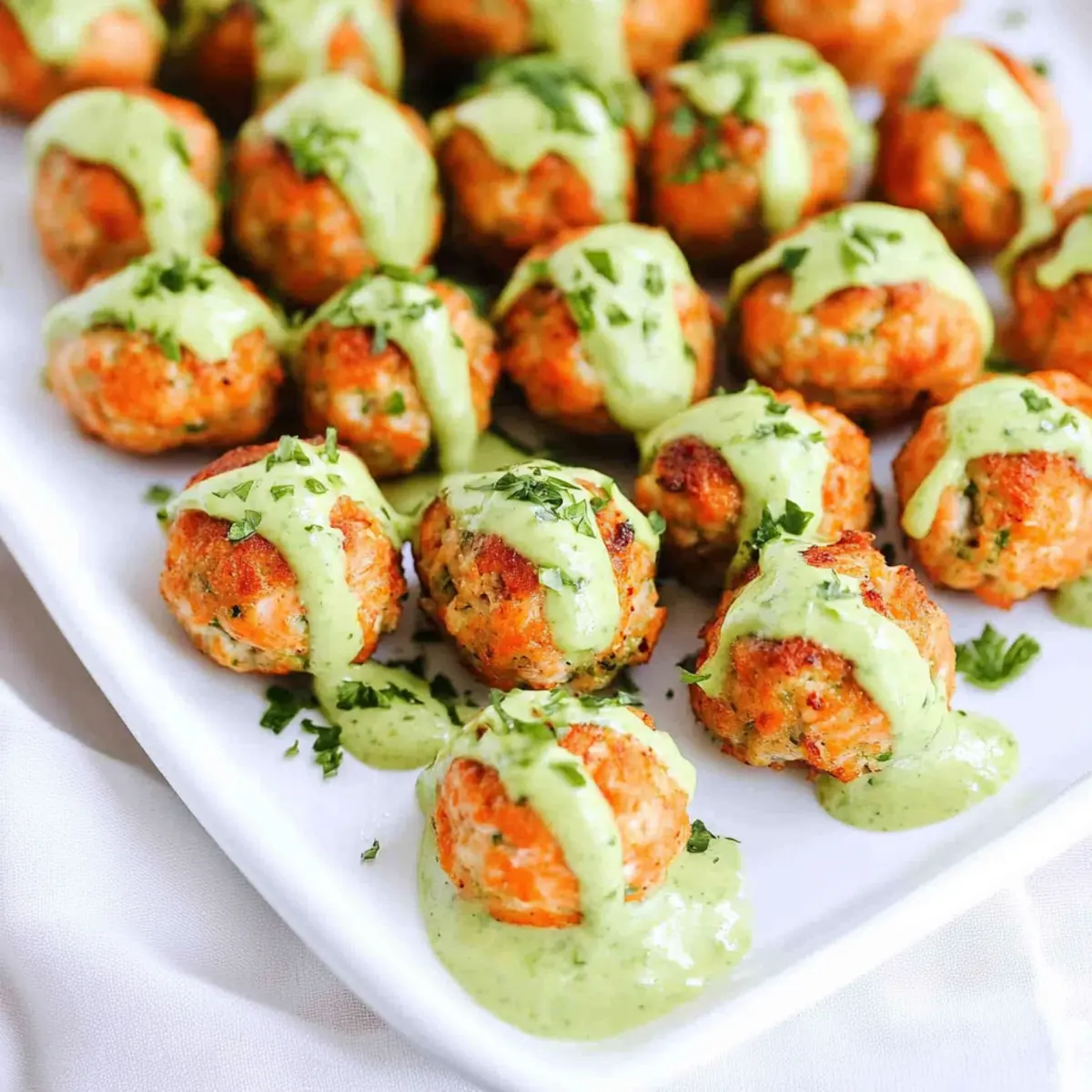 Salmon Meatballs with Avocado Sauce