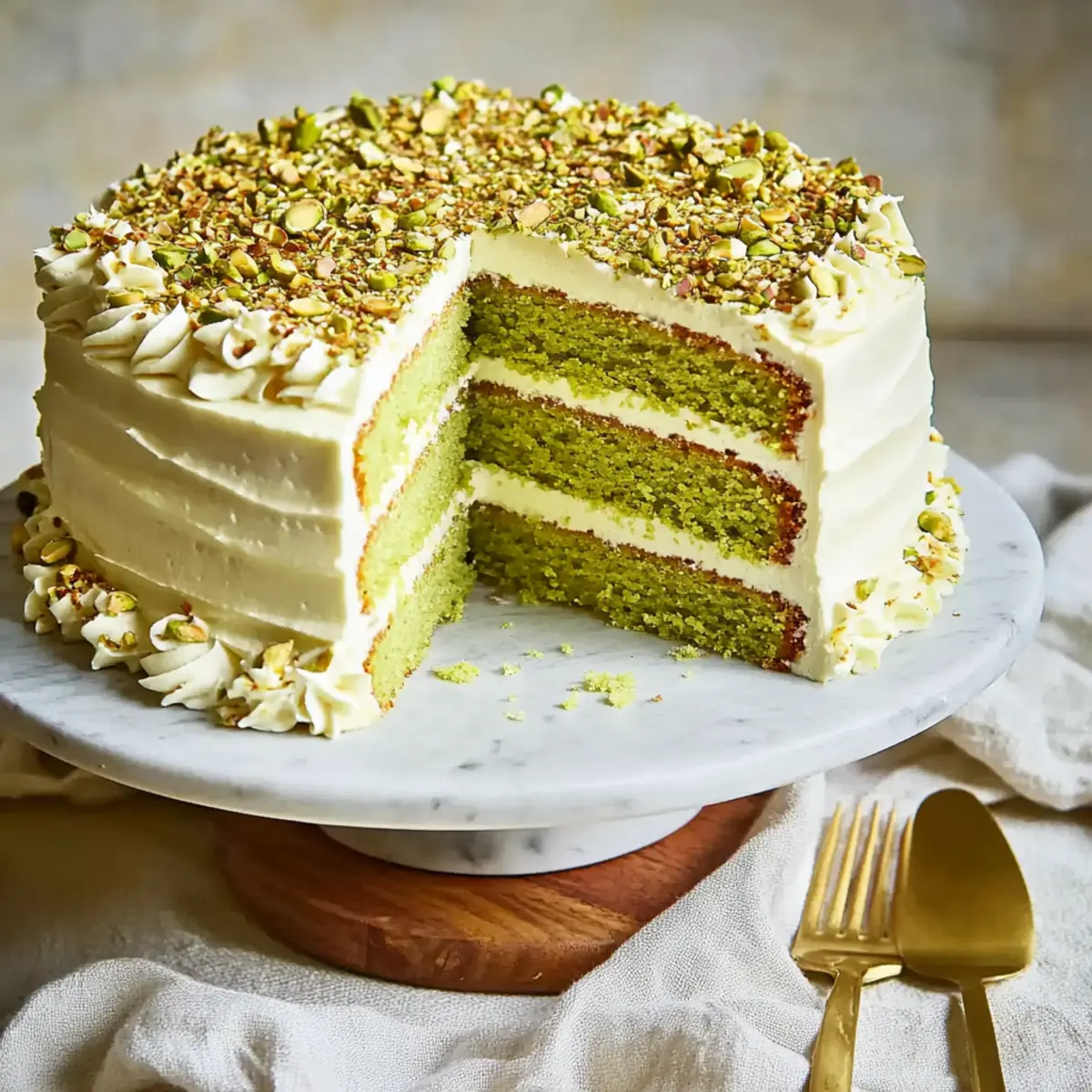 Indulgent Pistachio Layer Cake with Cream Cheese Buttercream Recipe