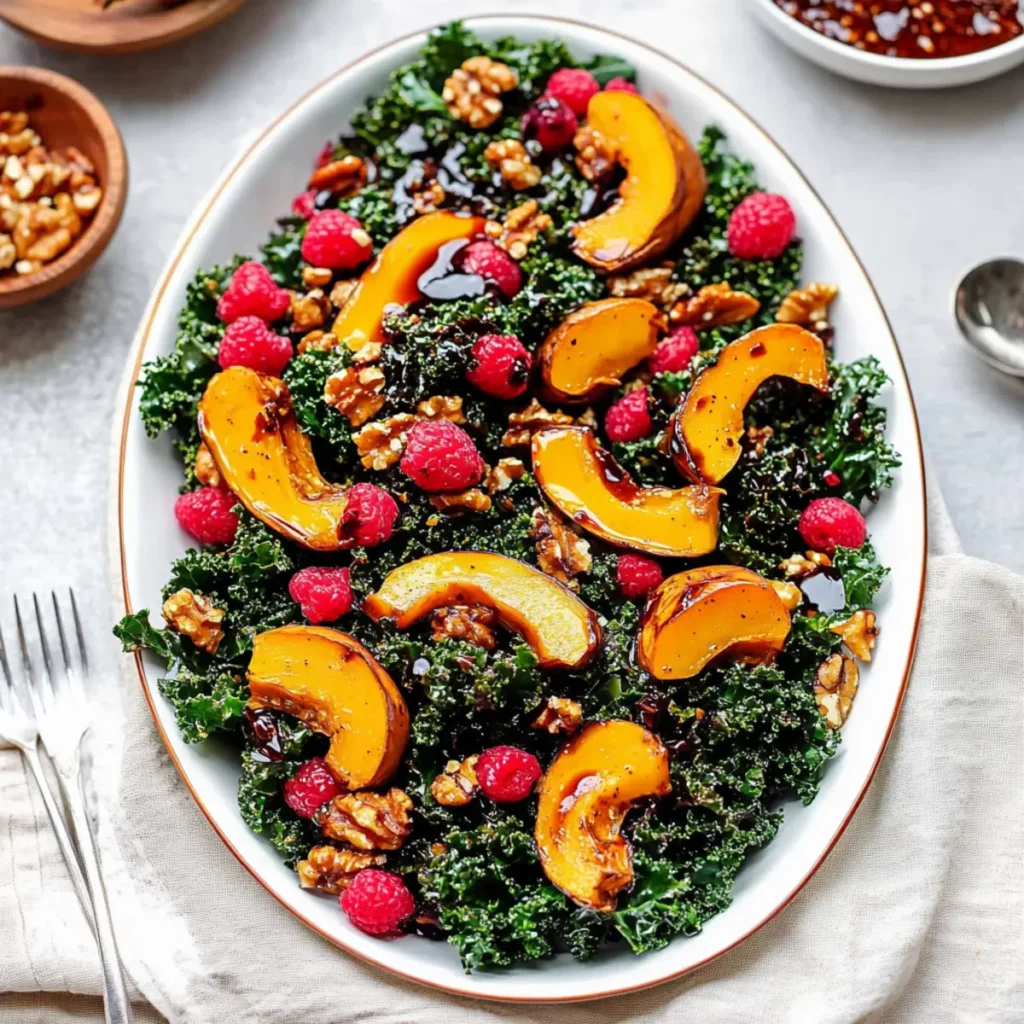 Autumn Kale Salad with Maple Balsamic Vinaigrette