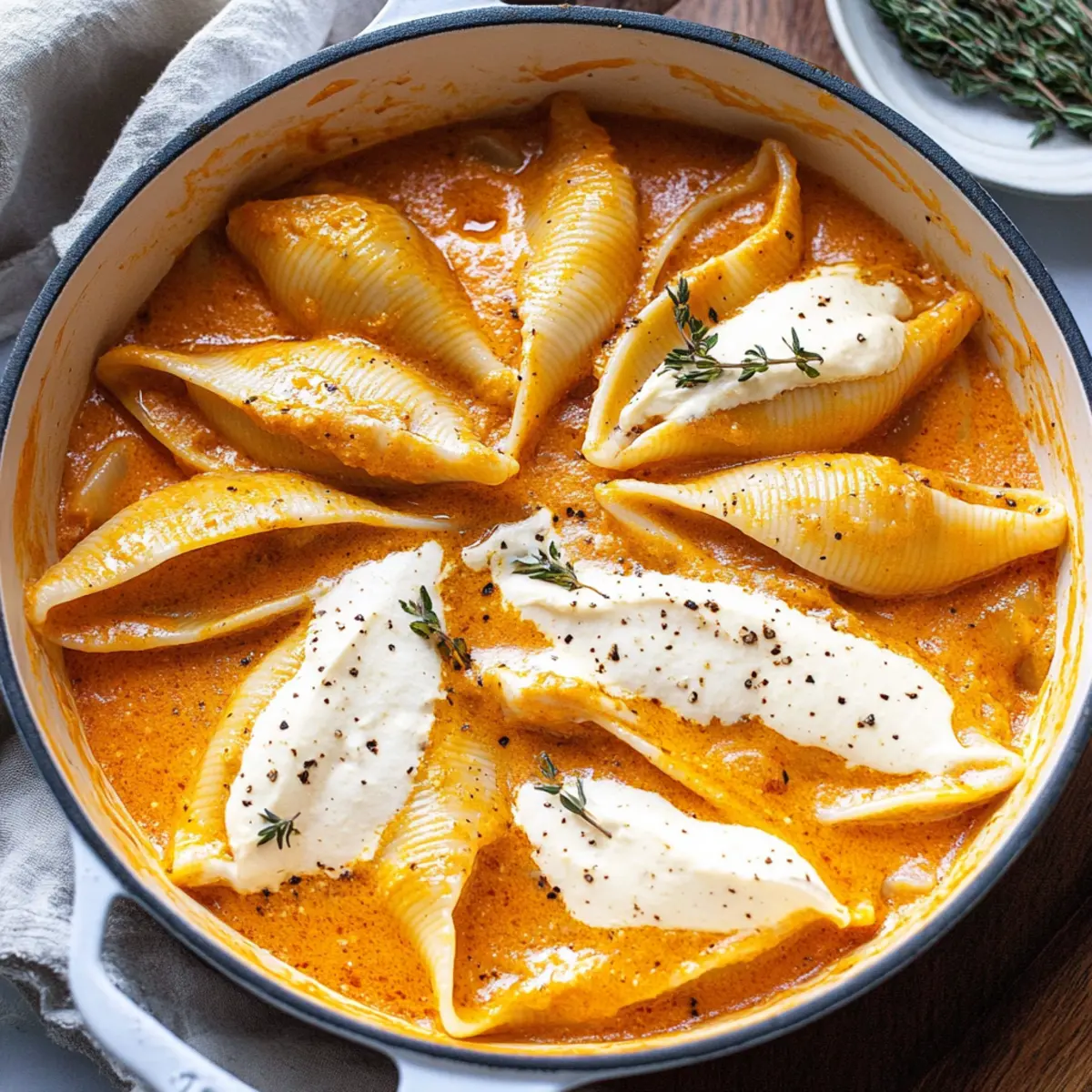 Savory Stuffed Shells with Pumpkin Cream Sauce Recipe