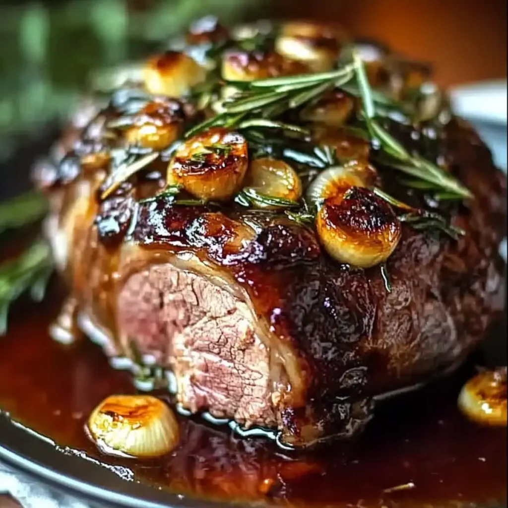 Tender Slow-Roasted Lamb Shoulder Glazed with Rosemary, Garlic, and Honey