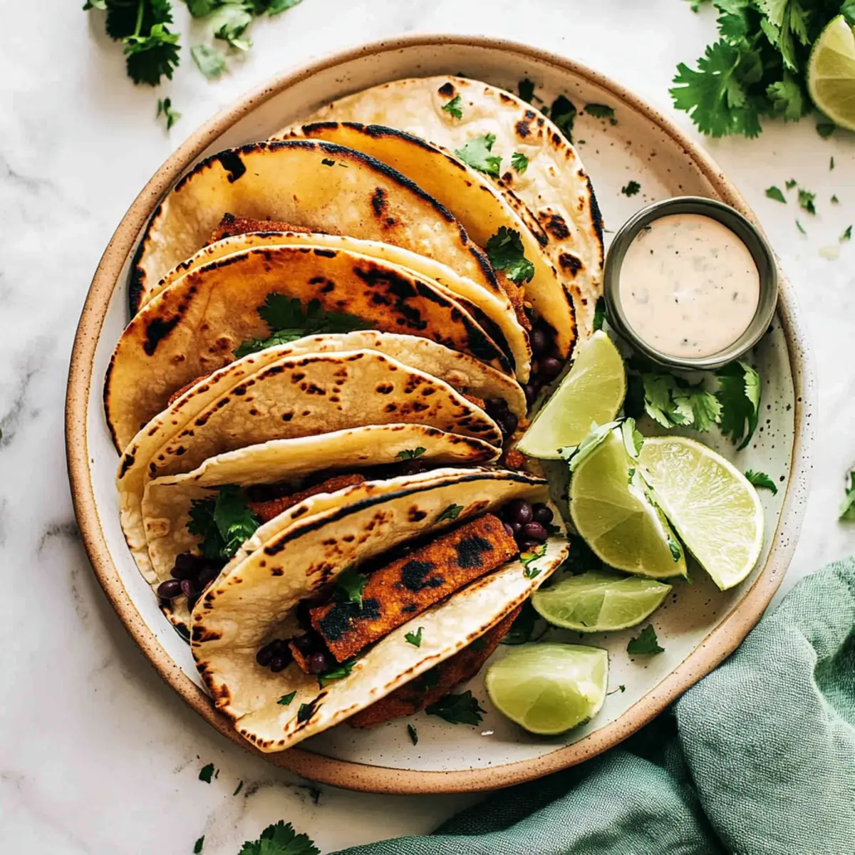 Deliciously Crispy Black Bean Tacos With Cilantro Lime Sauce