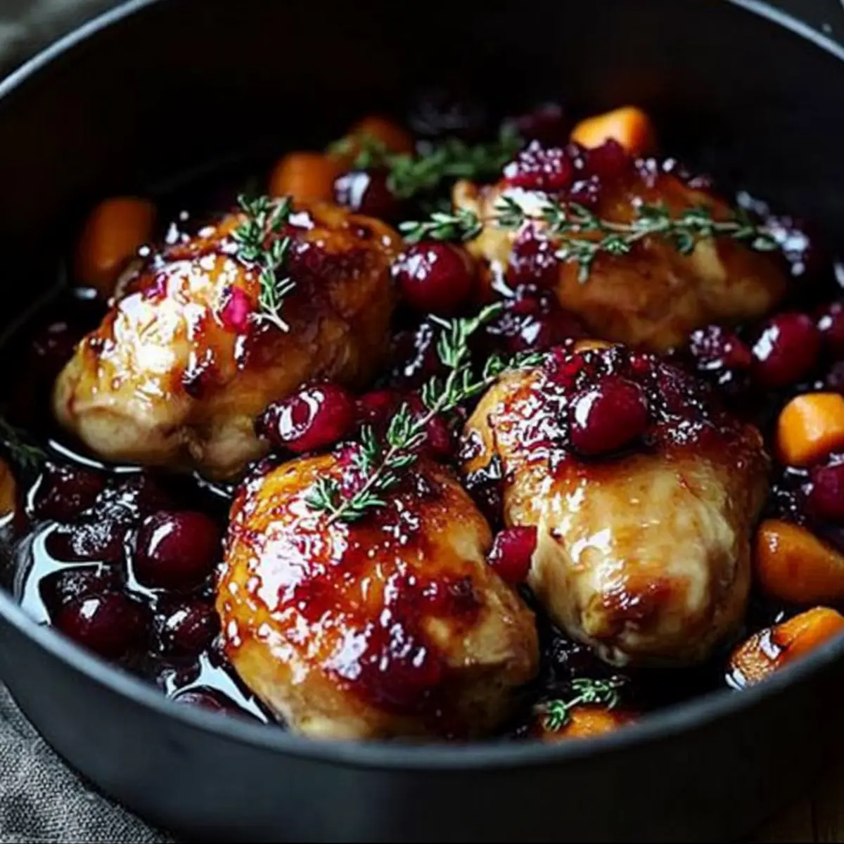 Cranberry Glazed Chicken with Carrots & Sweet Potatoes Recipe