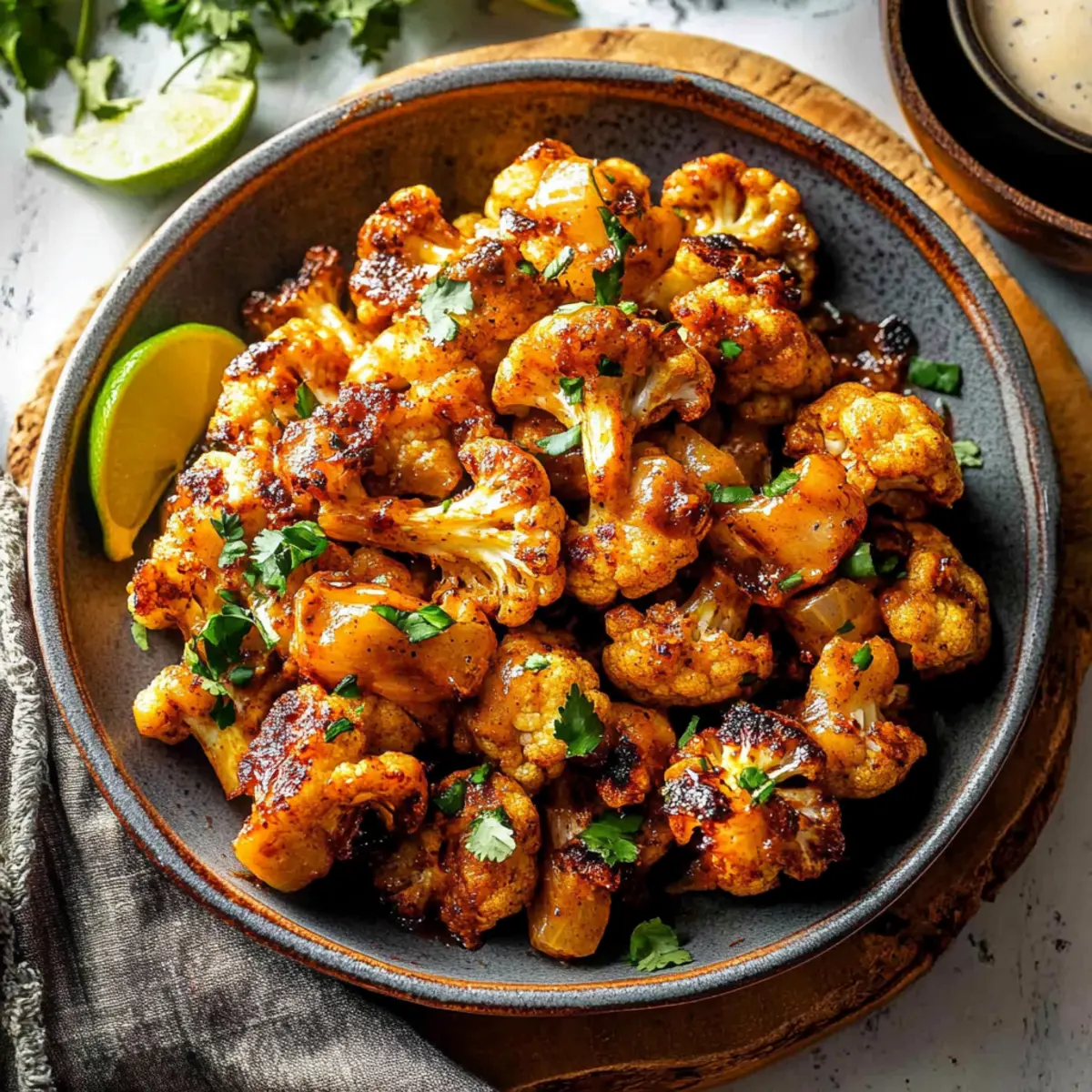 Honey Curry Roasted Cauliflower with Tahini-Honey Drizzle