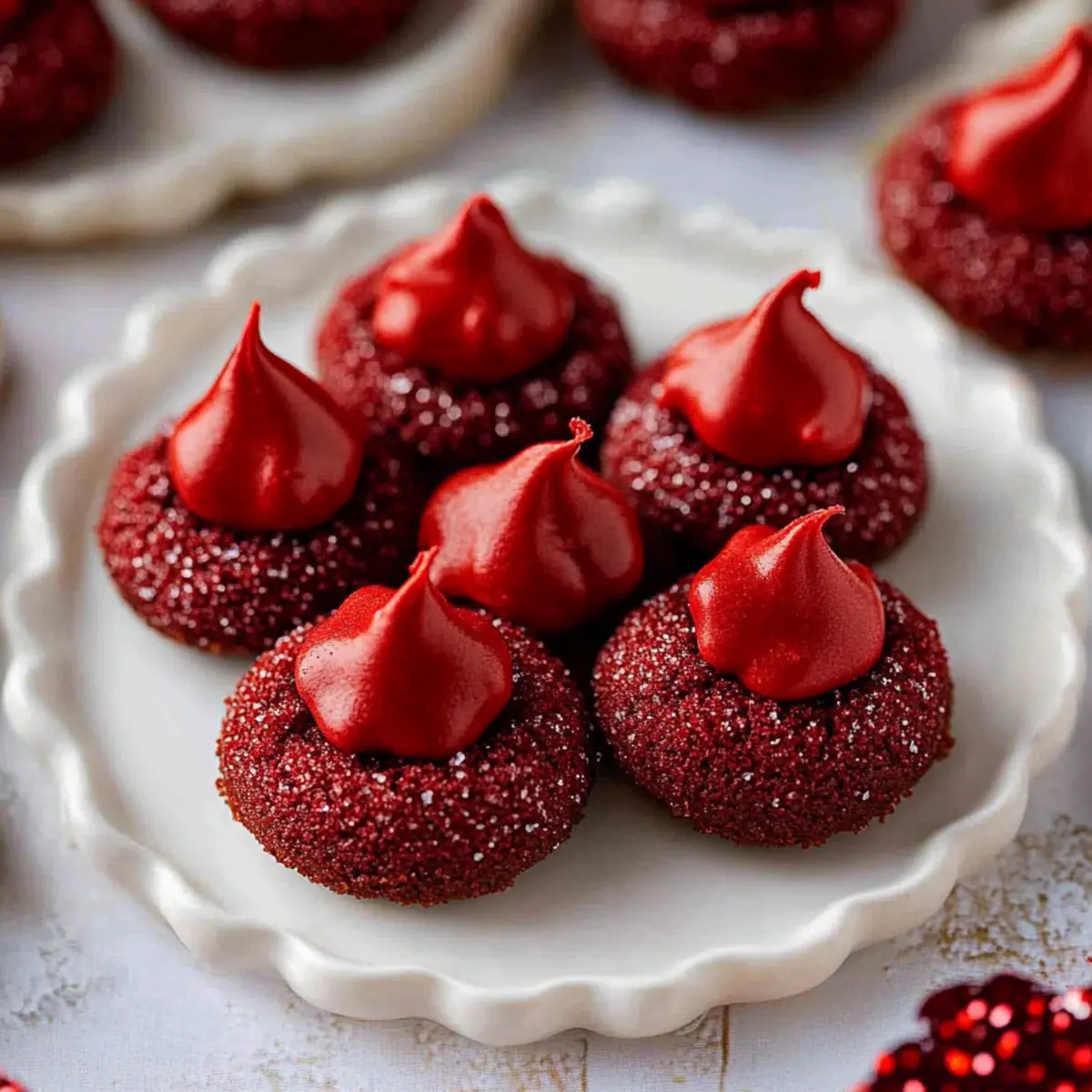 Easy Red Velvet Blossoms Cookies with Hershey's Kisses