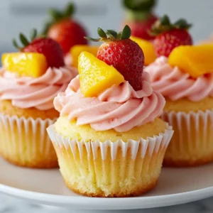 Mango Strawberry Sunset Cupcakes