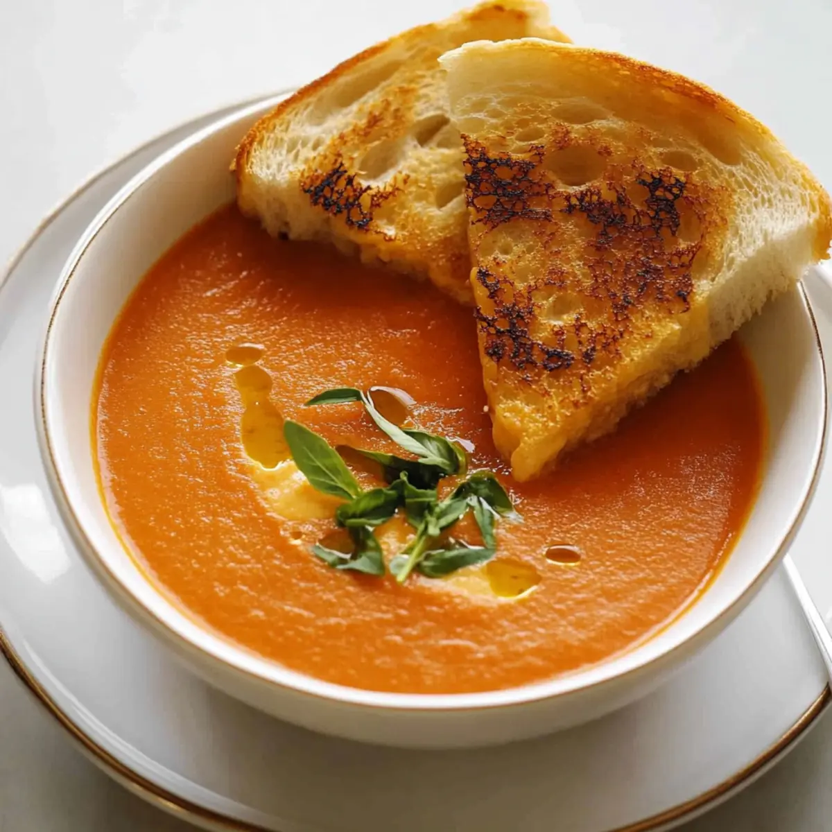 Easy Creamy Tomato Soup with Grilled Cheese