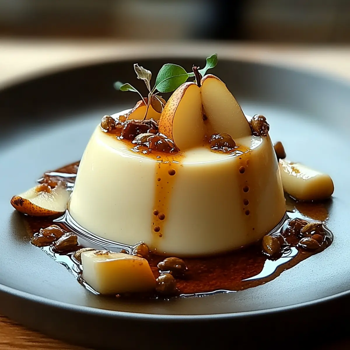 Cardamom Panna Cotta with Poached Pears