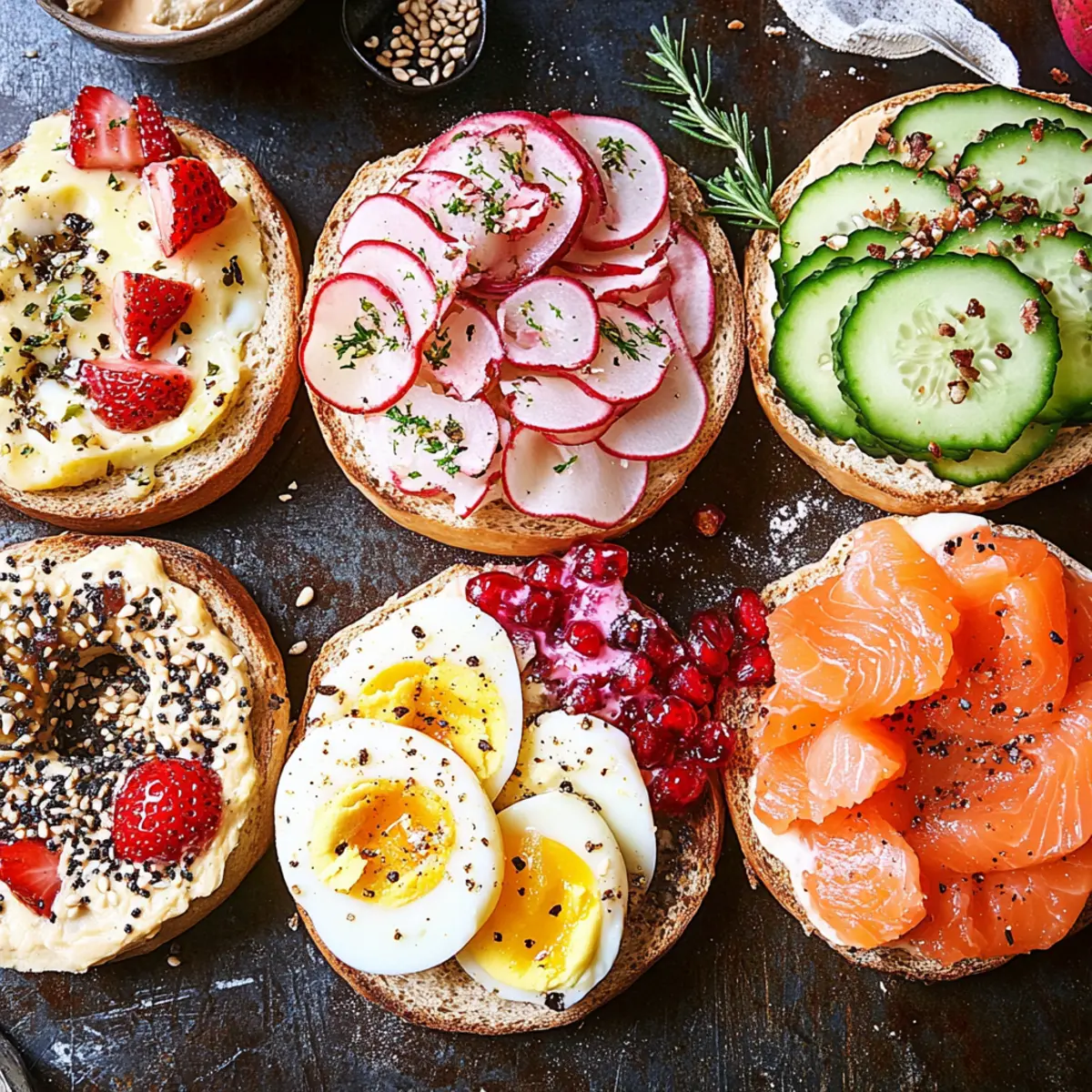 Ultimate Bagel Bar Brunch with Eggs, Salmon & Fruit