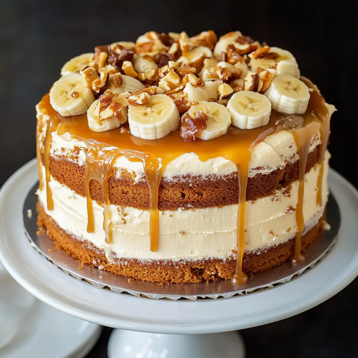 Light and Fluffy Banana Cream Cake with Salted Caramel Recipe