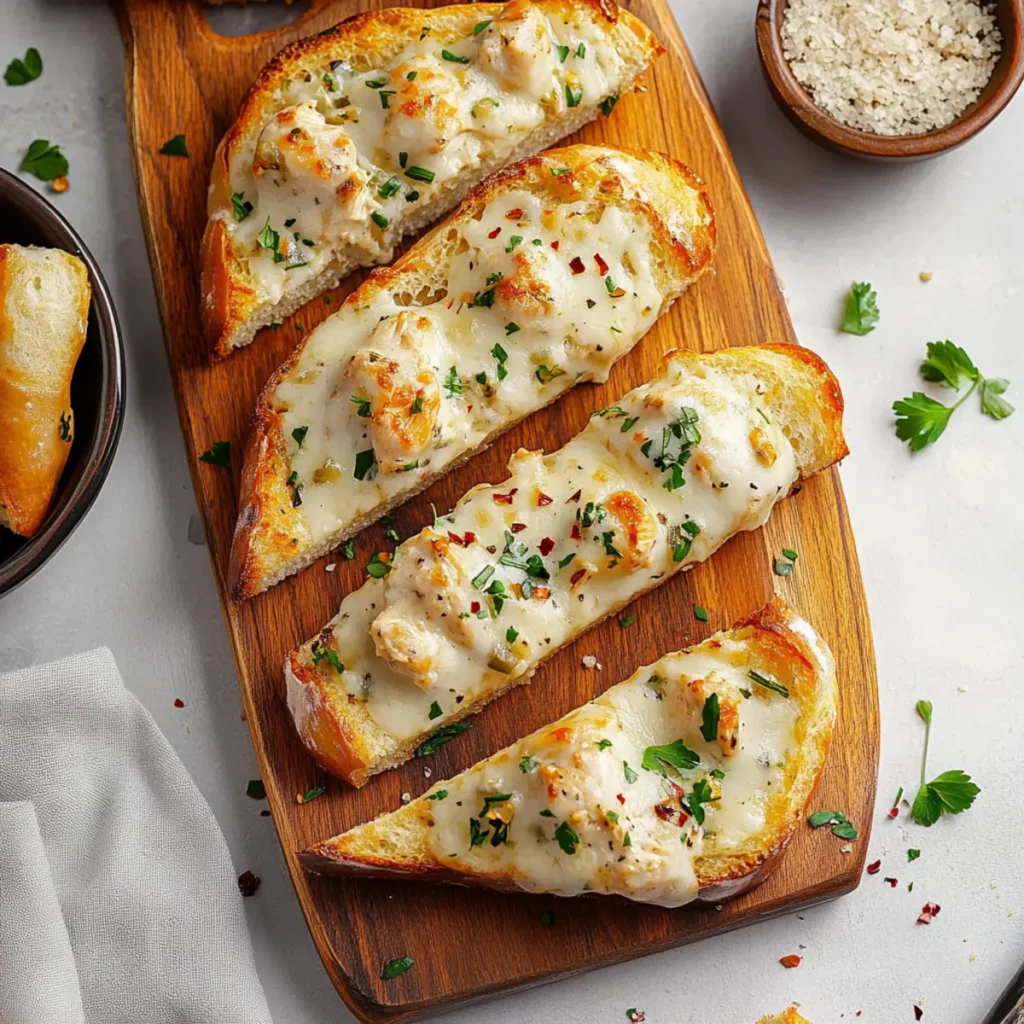 Viral Chicken Alfredo Garlic Bread Boats