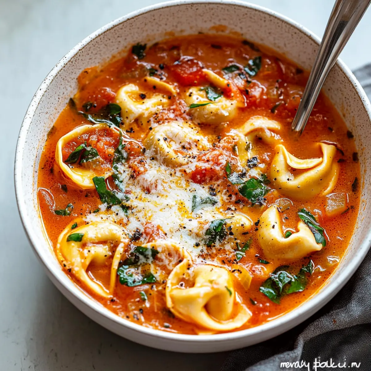 Parmesan Tomato Tortellini Soup
