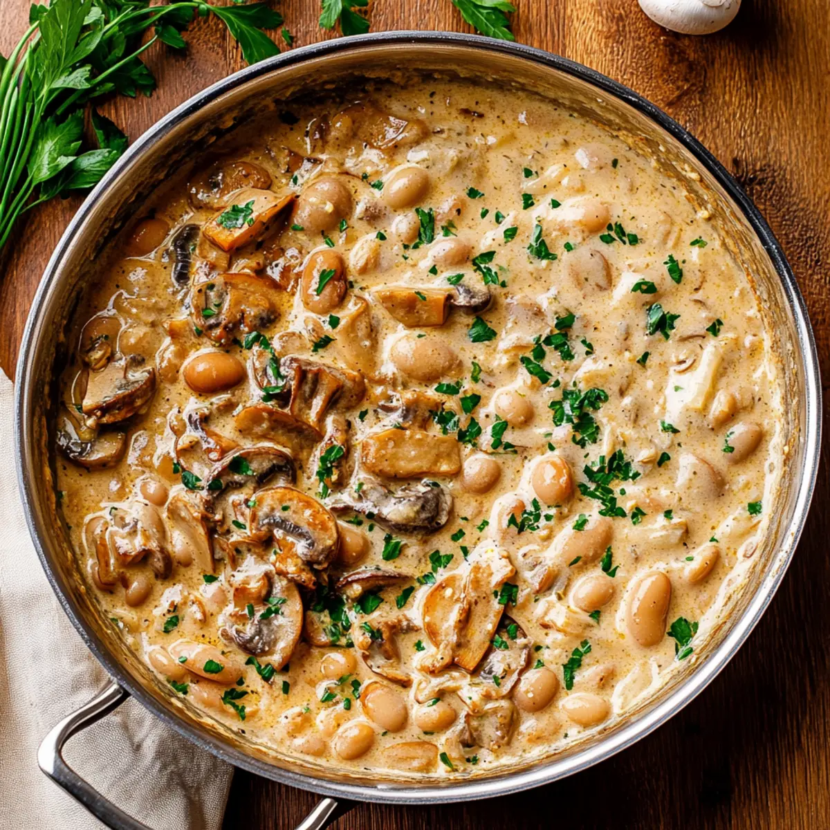 Creamy Butter Beans with Mushrooms in Cashew Sauce Recipe