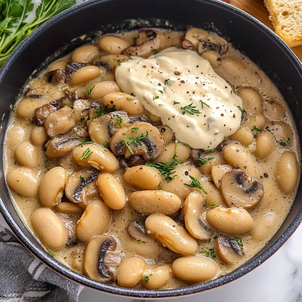 Creamy Butter Beans and Mushrooms in a Delightful Stroganoff