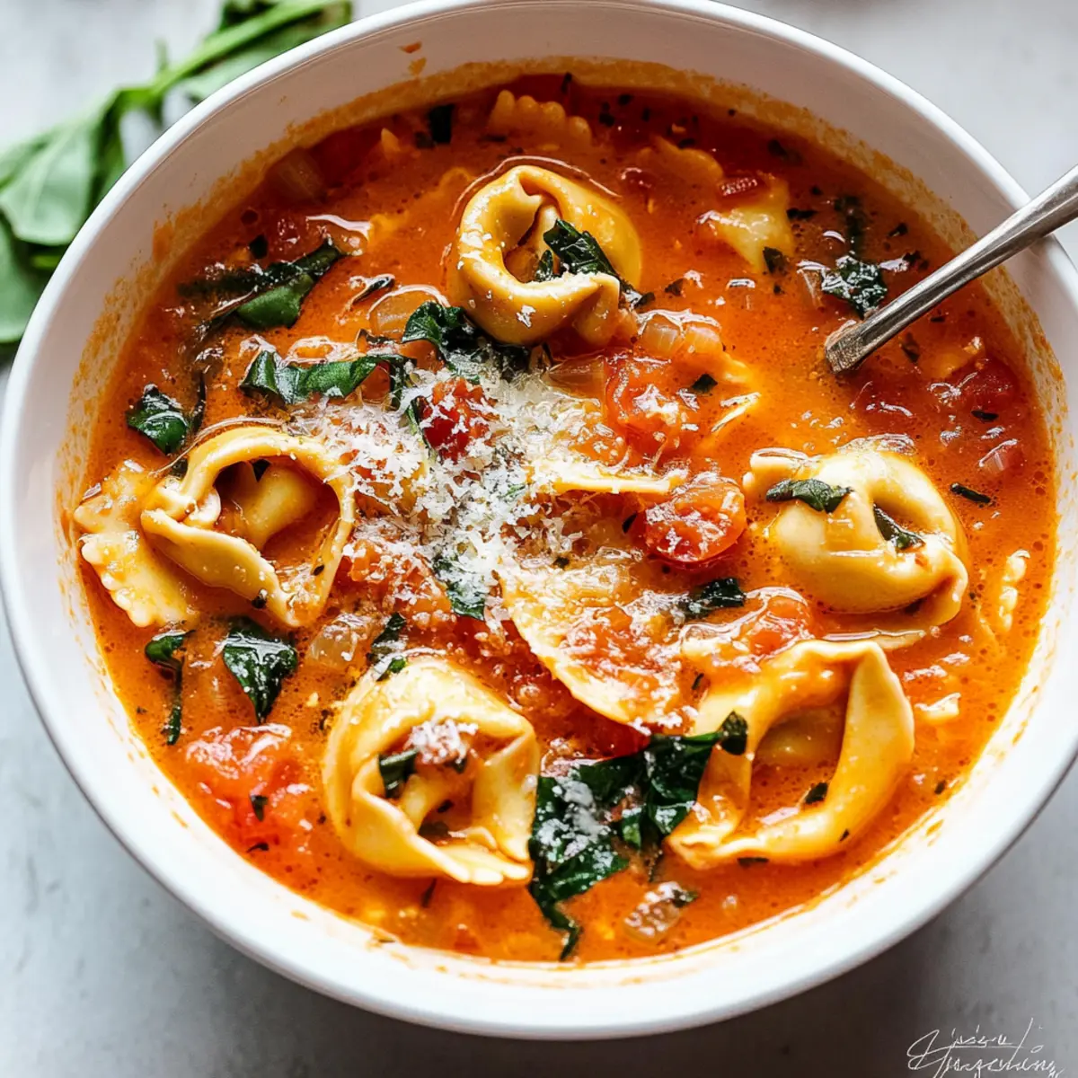 Parmesan Tomato Tortellini Soup