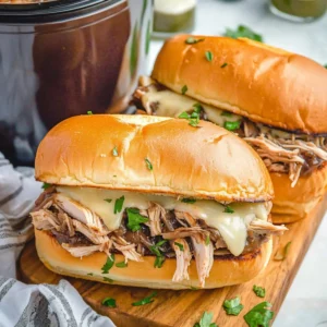 Crockpot French Dip Chicken Sandwiches