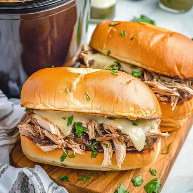 Crockpot French Dip Chicken Sandwiches