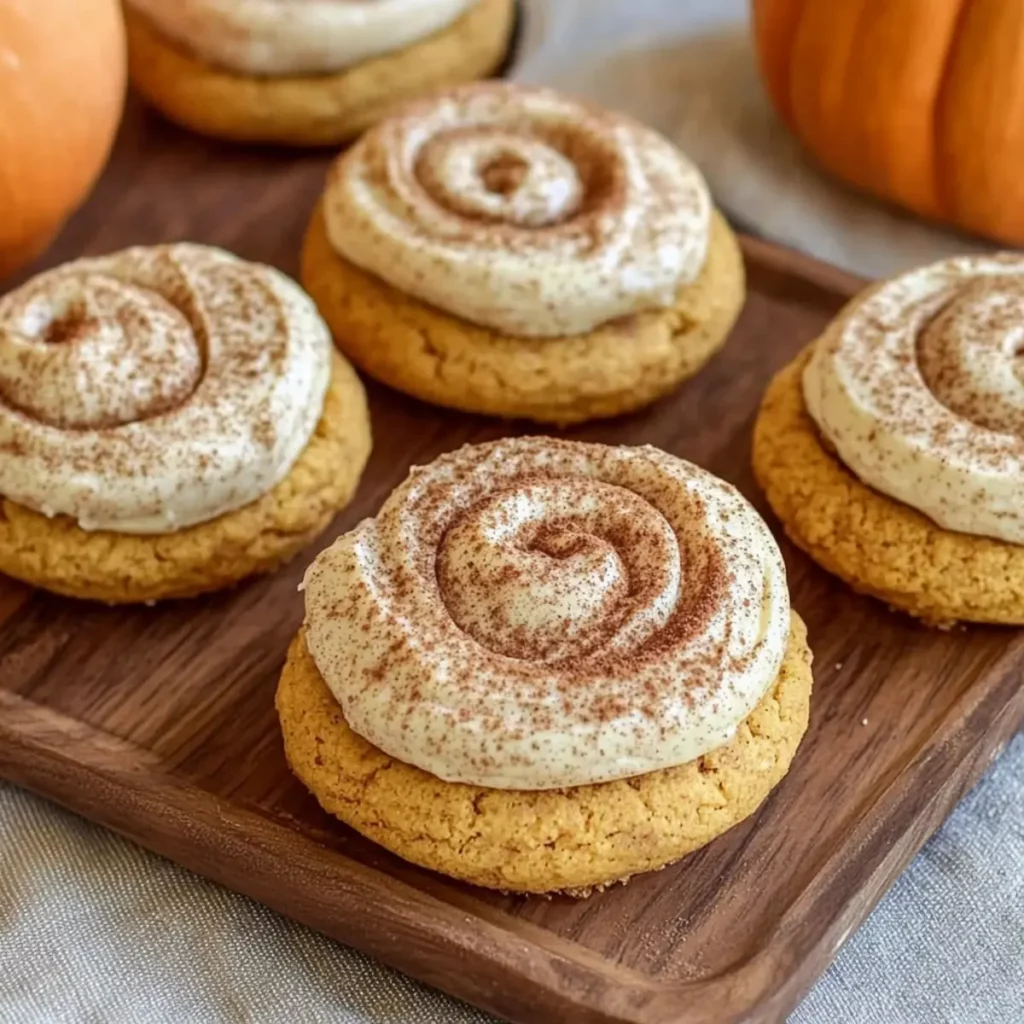 Soft Pumpkin Cookies with Cinnamon Frosting