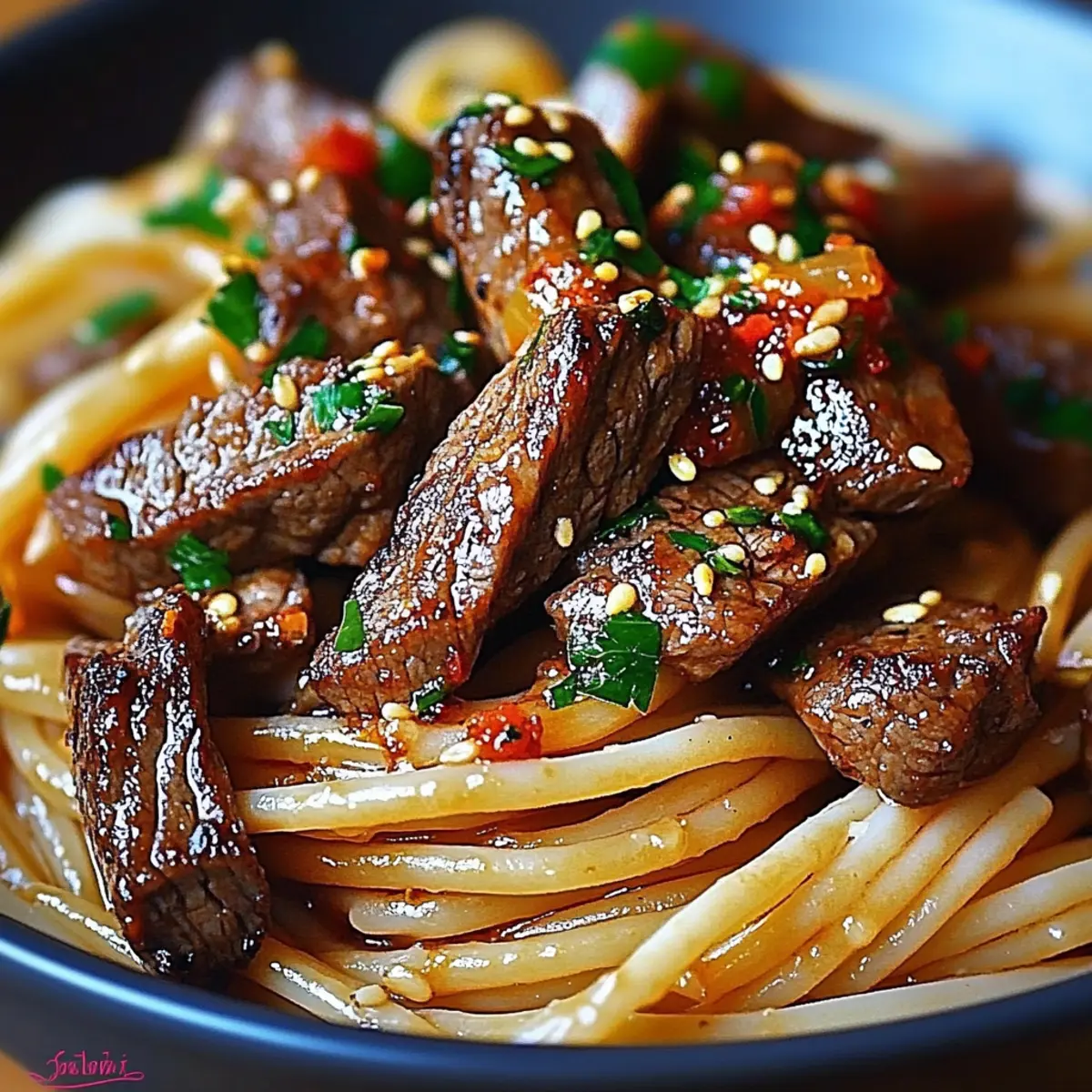 Sweet and Spicy Garlic Steak Pasta Recipe Ready in 35 Minutes