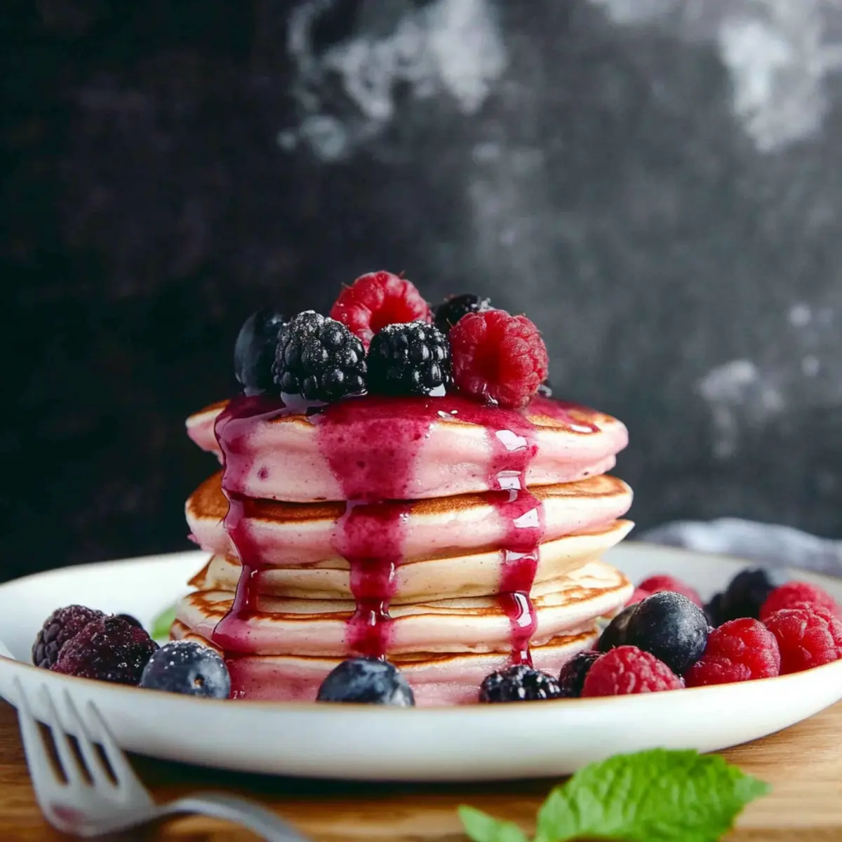 Pink Pancakes with Berry Syrup